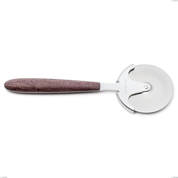 Rotella tagliapizza vero noce, acciaio 18.0 nickel free, manicatura pbt sublimato acciaio lucido, lunghezza 200 mm