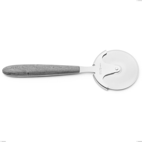 Rotella tagliapizza vero olmo grigio, acciaio 18.0 nickel free, manicatura pbt sublimato acciaio lucido, lunghezza 200 mm