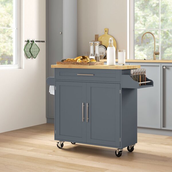 HOMCOM Carrello multiuso da Cucin con Cassetto, Portaspezie e Armadietto in Legno, 109x40x89 cm, Grigio e Color Legno | Aosom Italy