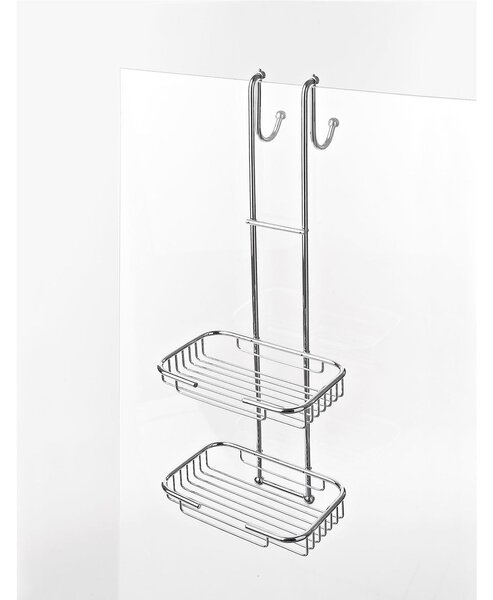 Griglia doccia rettangolare a due piani cromo 23x24xh68 cm con gancio regolabile da 6 a max 8 mm bagno galvanico di oltre 22 micron inalterabile nel tempo