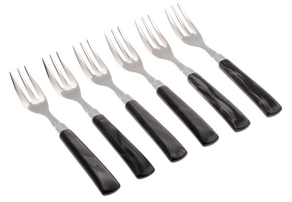 Forchettine da Dolce set da 6 pezzi GIADA in acciaio inox 18/10 manico in metacrilato spessore 2,5 mm colorato nero