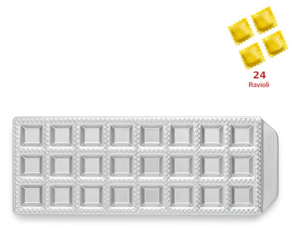 Stampo per Ravioli con Ventiquattro Fori e Mattarello 33,66x11,43x h 1,9 cm Acciaio Inossidabile 24 RAVIOLI Classici