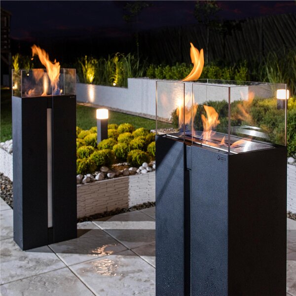 Camino Bioetanolo da Terra ROMEO T�V bianco Dimensioni 35,9x20,9x h 113 cm - peso 19 kg Certificato ISO 9001 permette di ammirare il fuoco da quattro lati, bianco