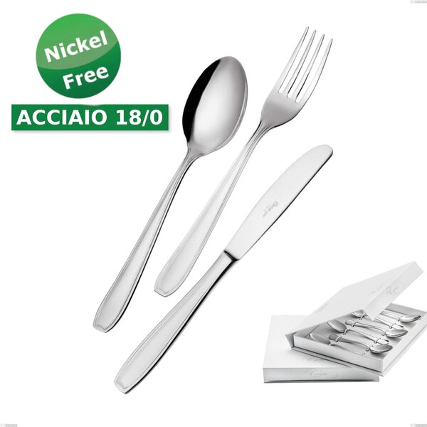Confezione a libro 6 pezzi cucchiaino moka Atena 18 Cromo, (Acciaio 18/0) Nichel Free, spessore 2 mm