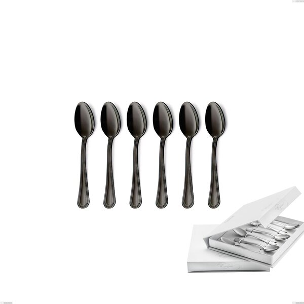 Confezione a libro 6 pezzi cucchiaino moka Domus Black , Acciaio 18/10 Finitura PVD, spessore 3 mm