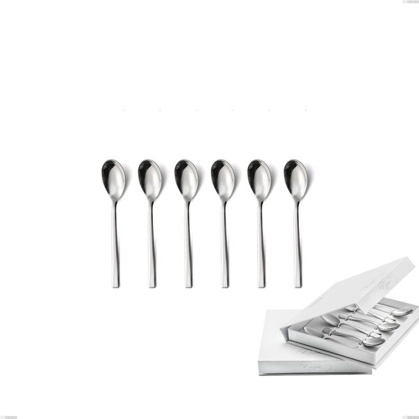 Confezione a libro 6 pezzi cucchiaino moka celine, Acciaio inox Aisi 304 lucido, spessore 4.5 mm