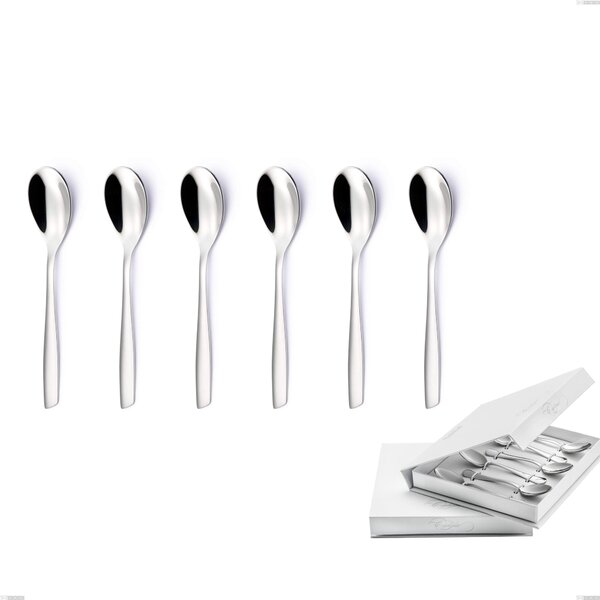 Confezione a libro 6 pezzi cucchiaino moka Eleven, (acciaio 18.10 aisi304), spessore 2.5 mm finitura lucido a specchio