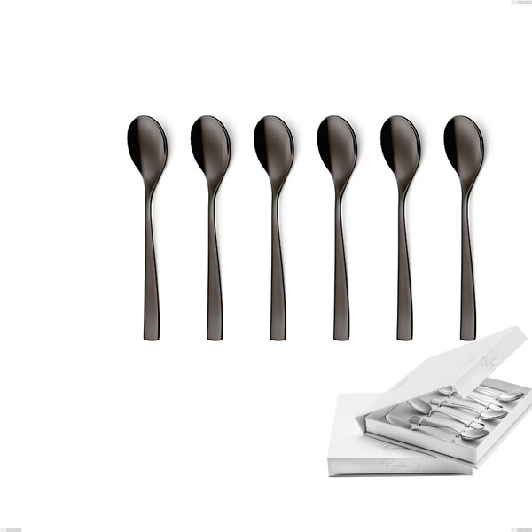 Confezione a libro 6 pezzi cucchiaino moka EtoIle PVD Black, Acciaio 18/10 lucido, spessore 4 mm, PVD black