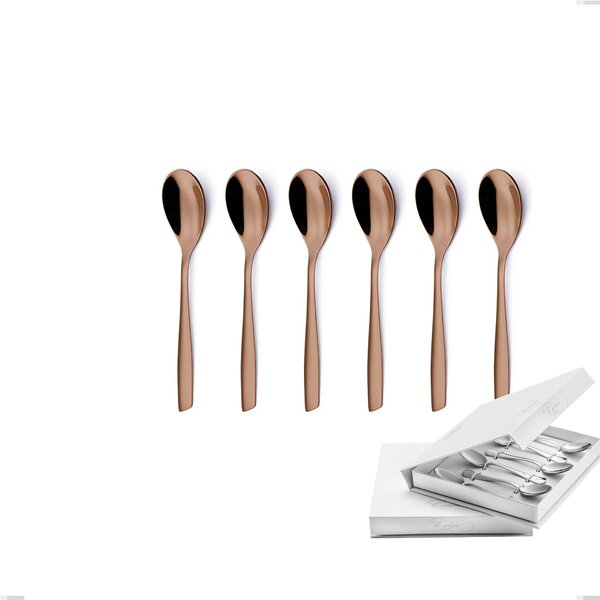 Confezione a libro 6 pezzi cucchiaino moka ELeven PVD Chocolate, Acciaio 18/10 lucido, spessore 2.5 mm, PVD chocolate