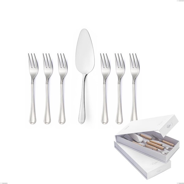 Confezione a libro 7 pezzi, forchettine pi� paletta dolce Euro, 18/10 (AISI304), spessore 2,00 mm