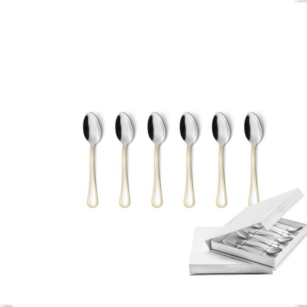 Confezione a libro 6 pezzi cucchiaino moka Impero oro, acciaio 18-10, oro 24 carati lucido, spessore 2.5 mm
