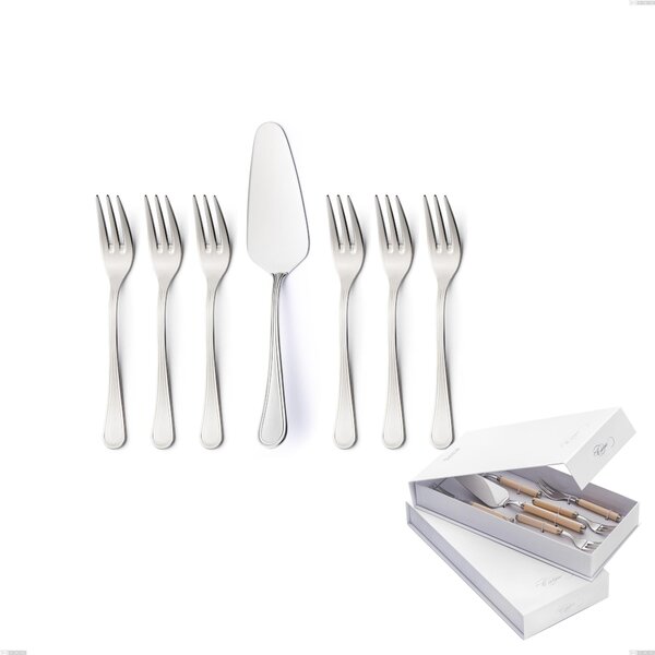 Confezione a libro 7 pezzi, forchettine pi� paletta dolce Impero, ACCIAIO INOX 18.10(AISI304), spessore 2.5 MM
