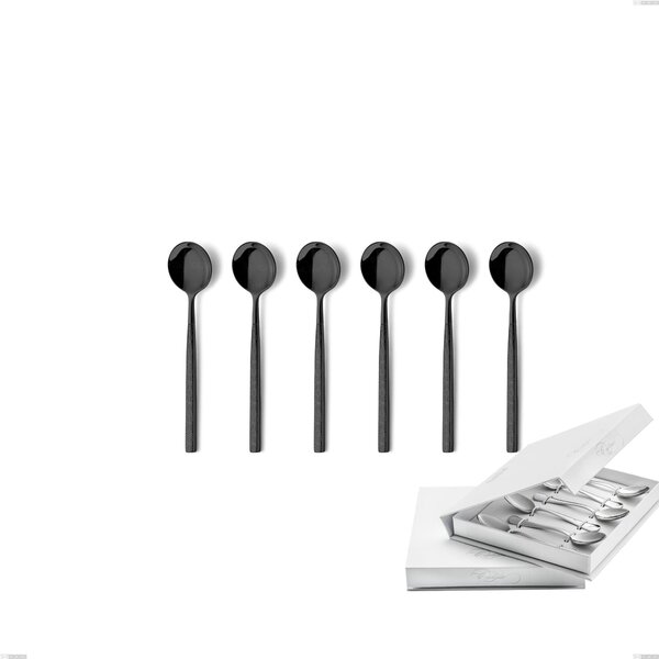 Confezione a libro 6 pezzi cucchiaino moka Kyoto Origami Black, Acciaio inox (Aisi 304) trattamento pvd acciaio lucido
