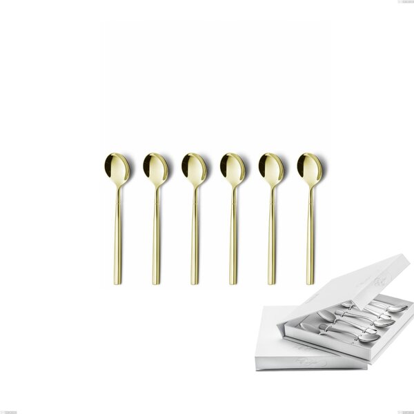 Confezione a libro 6 pezzi cucchiaino moka Kyoto Tin Gold, Acciaio inox (Aisi 304) trattamento pvd acciaio lucido