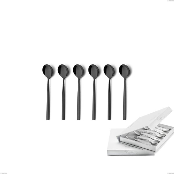 Confezione a libro 6 pezzi cucchiaino moka Kyoto Black, Acciaio inox (Aisi 304) trattamento pvd acciaio lucido