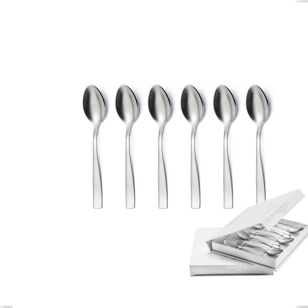 Confezione a libro 6 pezzi cucchiaino moka infinity Sabbiato , Acciaio 18/10 (aisi 304 ) incisione laser, spessore 2.5 mm