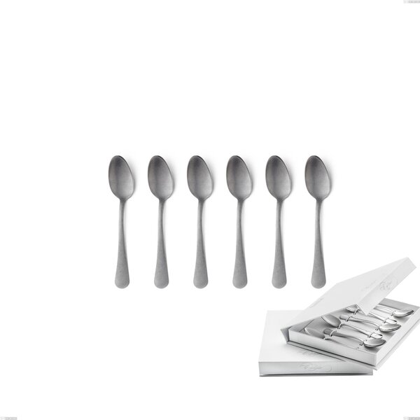 Confezione a libro 6 pezzi cucchiaino moka milano retro, Acciaio inox (Aisi 304) lunghezza 113 mm vintage