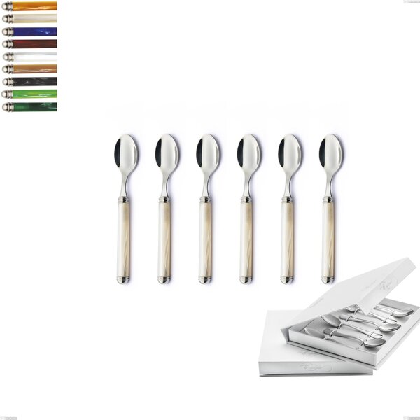 Confezione a libro 6 pezzi cucchiaino moka Linea Perlato, Acciaio inox 18/10 (AISI304)
