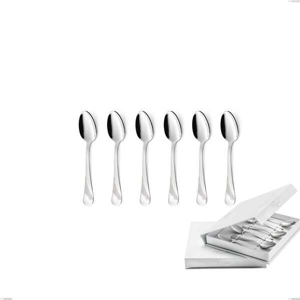 Confezione a libro 6 pezzi cucchiaino moka Milano Inciso , 18/10 (AISI304) acciaio inox Lucido , spessore 2,5 mm