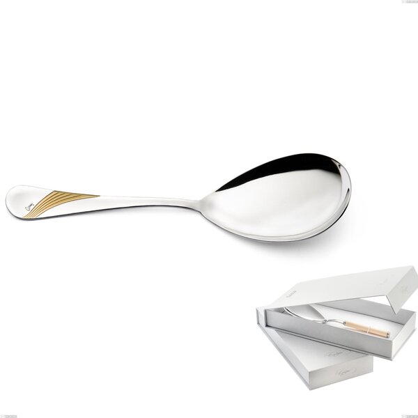 Confezione a libro 1 pezzo pala riso Milano Inciso Oro , 18/10 (AISI304) finitura inox lucido e oro, spessore 2,5 mm