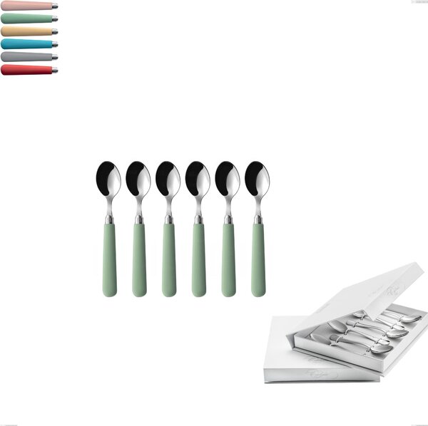 Confezione a libro 6 pezzi cucchiaino moka macarons, Acciaio inox 18.10 manici in acrilico inox lucido