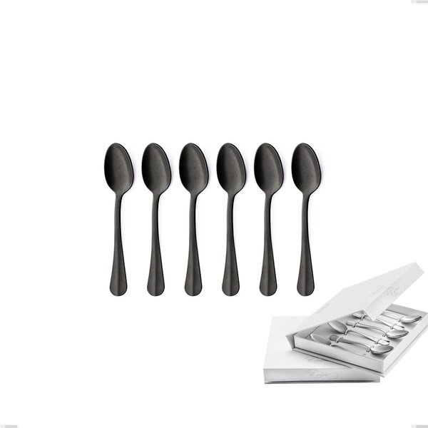 Confezione a libro 6 pezzi cucchiaino moka Royal Retr� PVD Black, Acciaio inox 18/10 antico, spessore 2.5 mm, pvd black