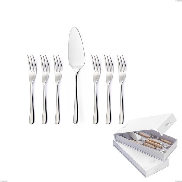 Confezione a libro 7 pezzi, forchettine pi� paletta dolce Opera, Acciaio inox 18/10 (AISI304), spessore 5.00 mm