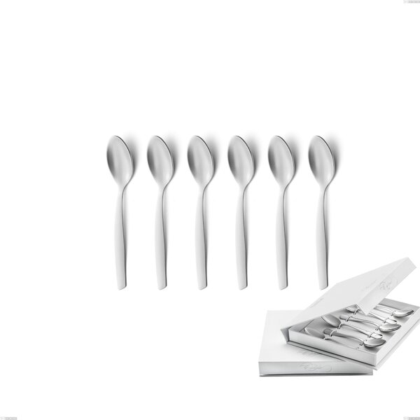 Confezione a libro 6 pezzi cucchiaino moka Shark Sabbiato, Acciaio 18/0 Acciaio Satinato, spessore 2 mm