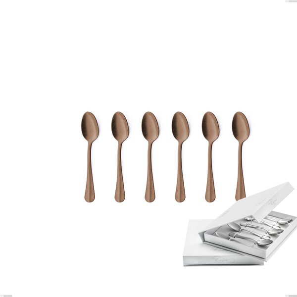 Confezione a libro 6 pezzi cucchiaino moka Royal Retr� PVD Chocolate, Acciaio 18/10 antico, spessore 2.5 mm, pvd chocolate