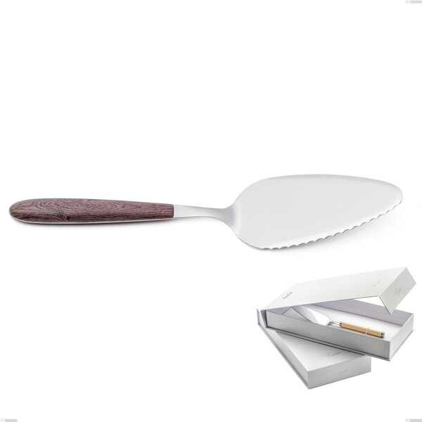 Confezione a libro 1 pezzo pala torta vero noce, acciaio 18.0 nickel free, manicatura pbt sublimato acciaio lucido