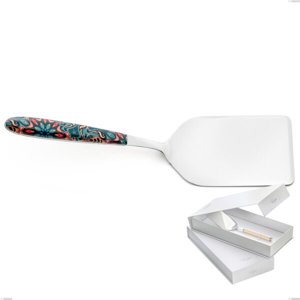 Confezione a libro 1 pezzo pala lasagne vero damasco, acciaio 18.0 nickel free, manicatura pbt sublimato acciaio lucido