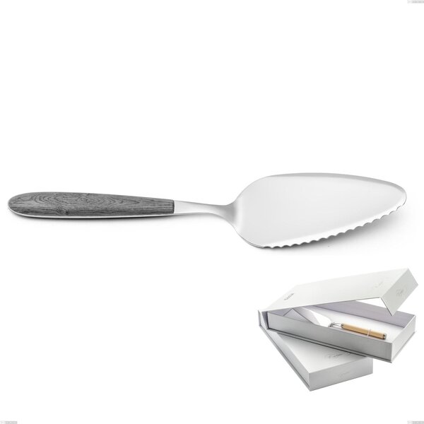 Confezione a libro 1 pezzo pala torta vero olmo grigio, acciaio 18.0 nickel free, manicatura pbt sublimato acciaio lucido