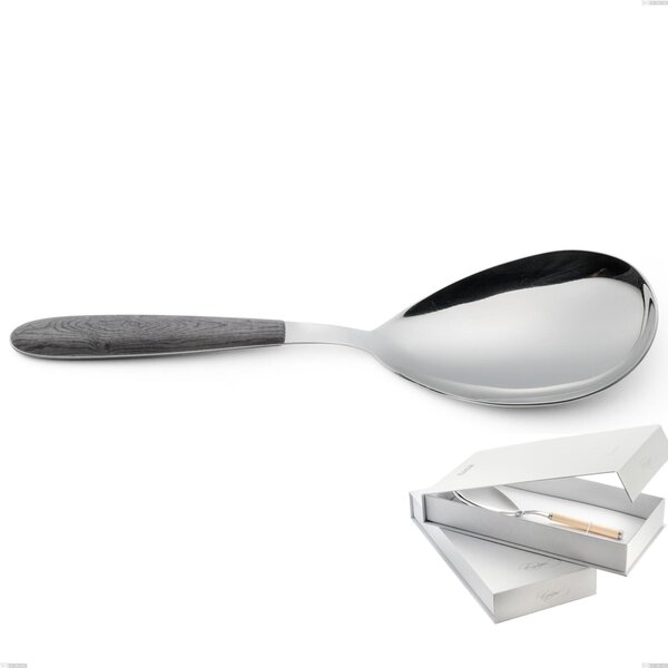 Confezione a libro 1 pezzo pala riso vero olmo grigio, acciaio 18.0 nickel free, manicatura pbt sublimato acciaio lucido