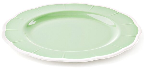 Piatto Piano in Melamina bicolore set da 6 pezzi Linea FLORA Diametro �24x h3 cm realizzati con decoro BPA Free design Romantico floreale verde Polvere