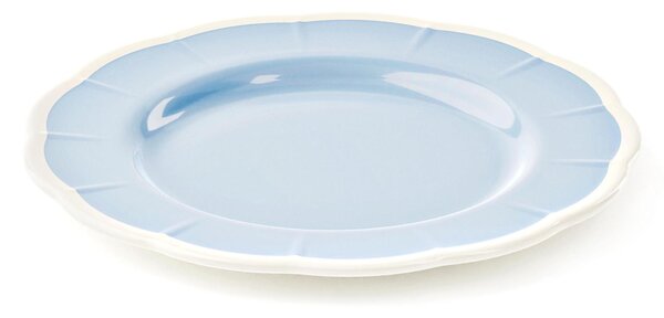 Piatto Dessert in Melamina bicolore set da 6 pezzi Linea FLORA Diametro �21x h1.6 cm realizzati con decoro BPA Free design Romantico floreale Celeste Polvere