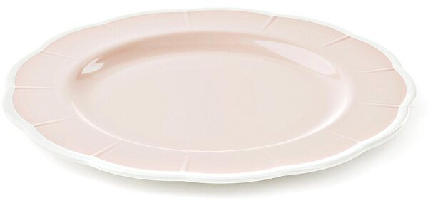 Piatto Piano in Melamina bicolore set da 6 pezzi Linea FLORA Diametro �24x h3 cm realizzati con decoro BPA Free design Romantico floreale Rosa Polvere