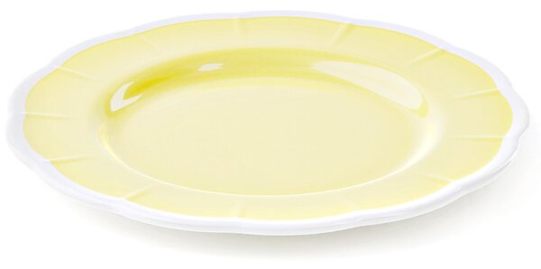 Piatto Dessert in Melamina bicolore set da 6 pezzi Linea FLORA Diametro �21x h1.6 cm realizzati con decoro BPA Free design Romantico floreale Giallo Polvere