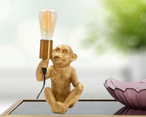 Lampada da Tavolo in Resina Dorata MONKEY BIG Dimensioni 17x14,5xh 25 cm in metallo dorato