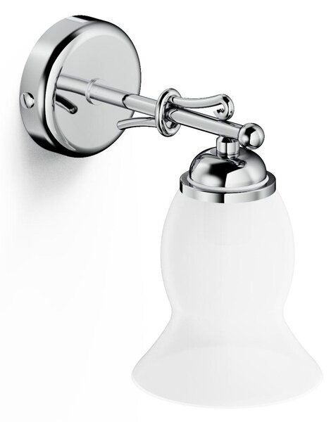 Lampada da Bagno Applique Cromo LINEA RETRO' Dimensione 11x19,5 x h 23 cm Lampada in Vero bianco satinato finitura cromo vintage