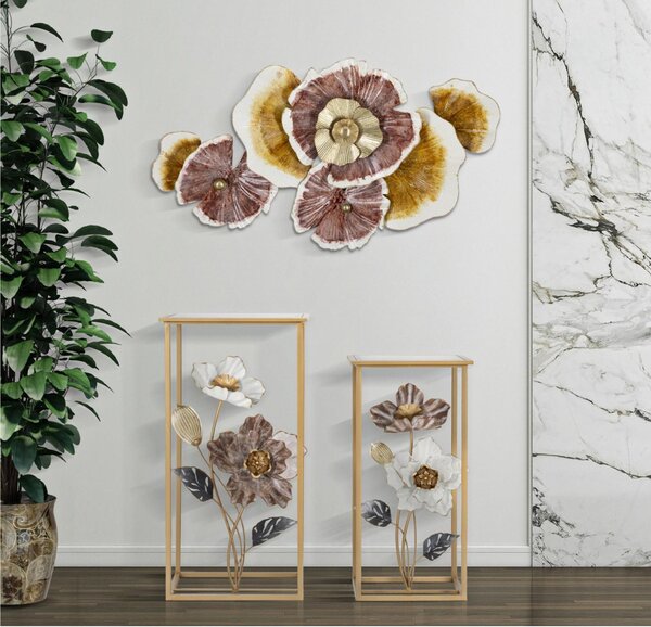 Pannello decorativo 3D da parete in metallo composto da fiori e foglie Dimensioni 92.2x8,3x h 51,4 cm peso 1660 kg vari colori