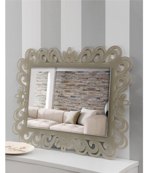 Specchiera da parete in Plexiglas tagliata al laser MISS 110x80xh 8 cm -posizionabile orizzontale o Verticale cornice colori tortora