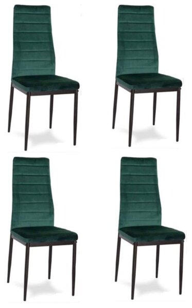 Set di 4 eleganti sedie in velluto verde