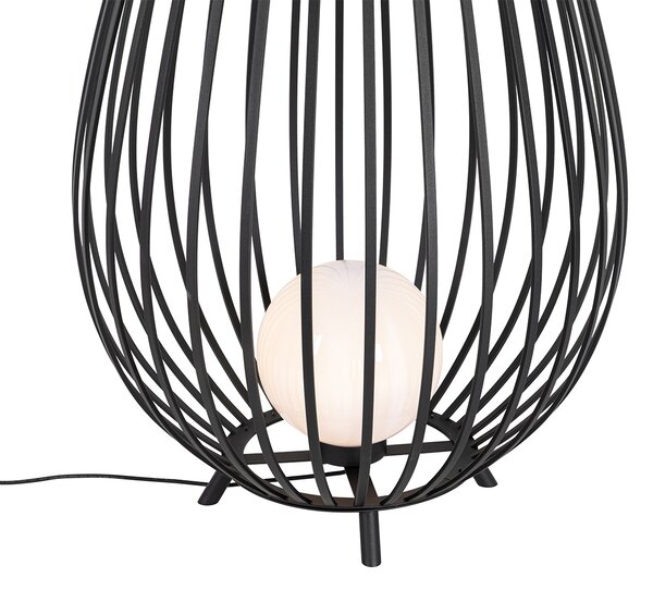 Set di lampade da terra nere con opalino 110 cm e 70 cm - Angela