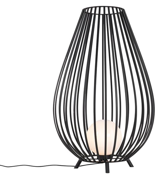 Set di lampade da terra nere con opalino 110 cm e 70 cm - Angela