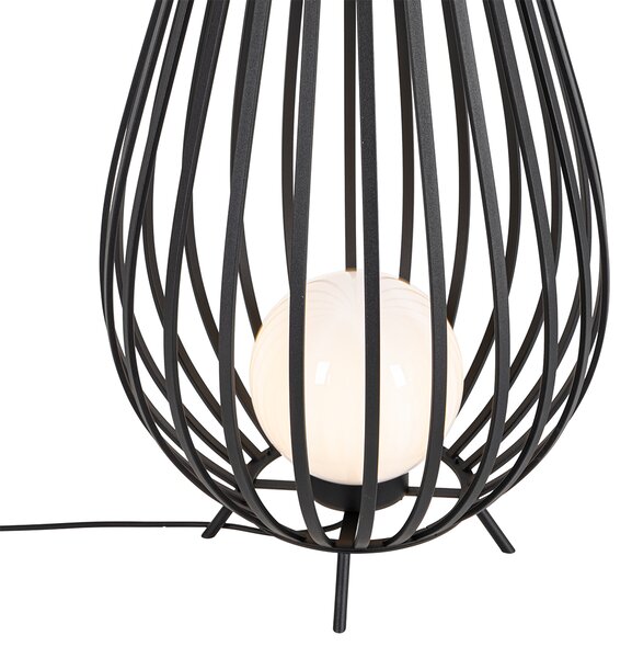 Set di lampade da terra nere con opalino 110 cm e 70 cm - Angela