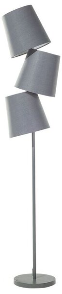 Lampada da Terra Grigio Metallo 164 cm Triplo Poliestere Paralume Classico Design Moderno Beliani