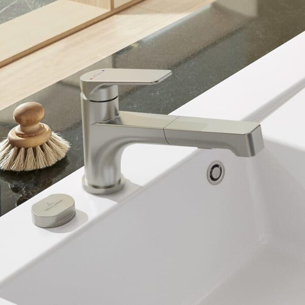 Villeroy & Boch 928100LC Miscelatore da cucina Junis Shower in acciaio inox, acciaio inox massiccio