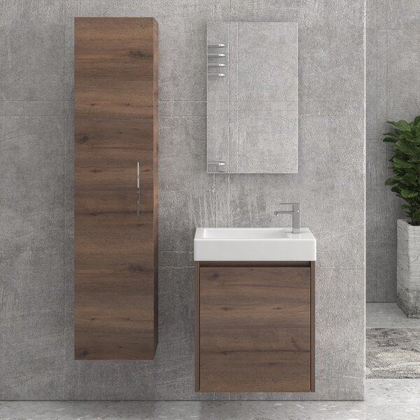 Mobile bagno 55 cm sospeso con un'anta e lavabo incasso MN-55A - KAMALU