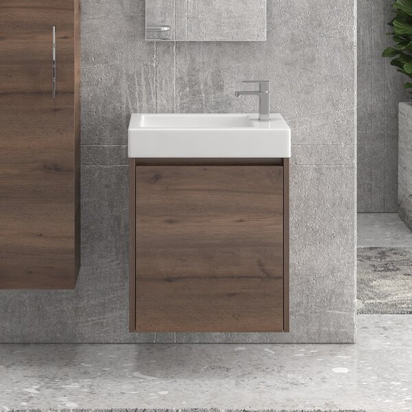 Mobile bagno 55 cm sospeso con un'anta e lavabo incasso MN-55A - KAMALU