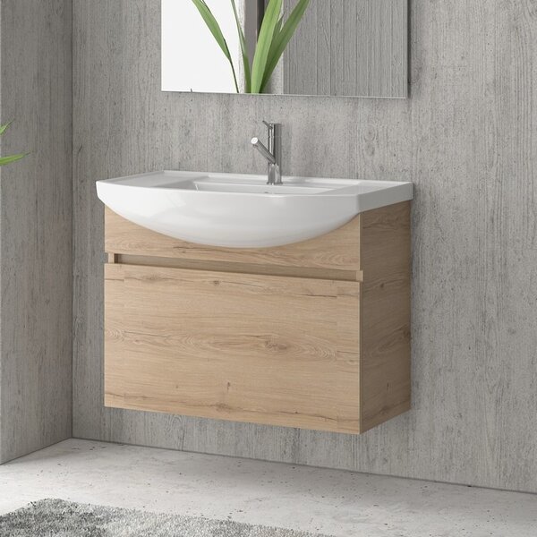 Mobile bagno 80 cm sospeso con cassetto scorrevole BN-80B - KAMALU